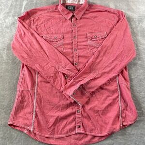 Buckle Black Shirt Men XXL Pink Athletic Fit Western Contrast Stitch Long Sleeve